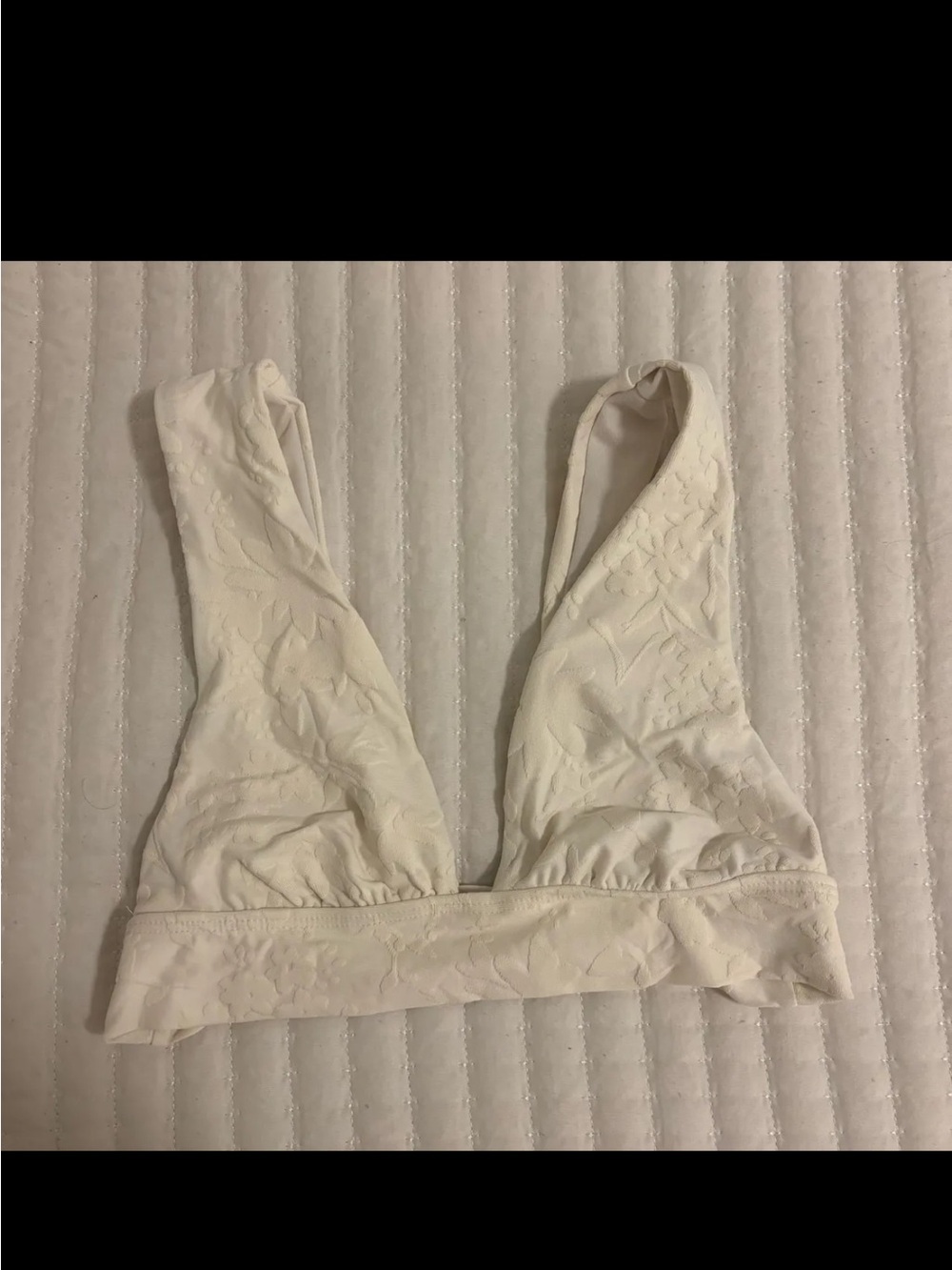 Billabong White Floral Textured Swimsuit Top